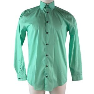JF J.Ferrar Men’s Size M (15-15.5) Mint Long Sleeve Slim Fit Shirt (784)